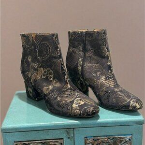 Franco Sarto Black and Gold Booties
